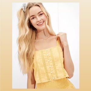 AE Yellow Lace Crop Top
